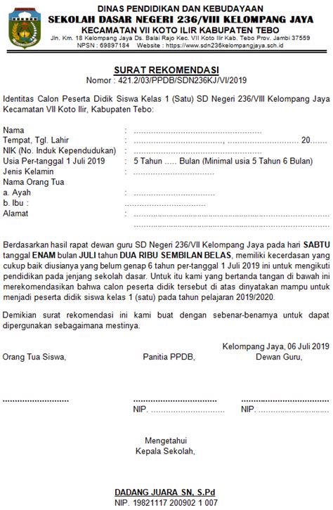 Surat Rekomendasi Untuk Menjadi Kepala Sekolah Delinewstv