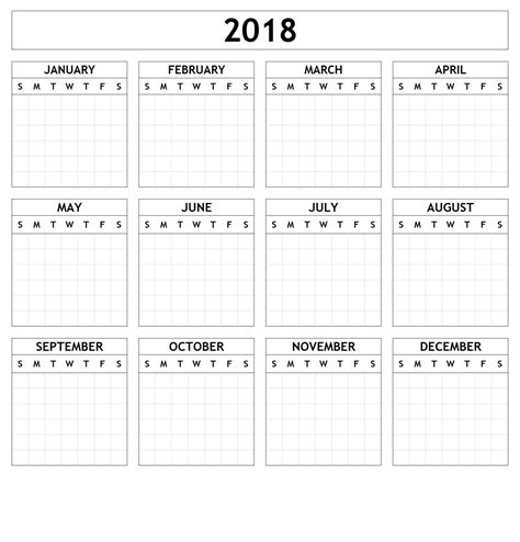 Yearly Calendar Template Large Print Yearly Calendar Template Blank