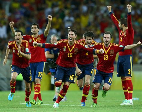 Spanish soccer players on different positions. Sports : Spain National Football Team