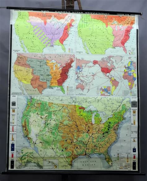 Vintage Poster Rollable Political School Map Wall Chart North America