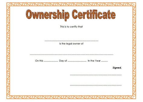 Certificate Of Ownership Template TEMPLATES EXAMPLE TEMPLATES EXAM Certificate