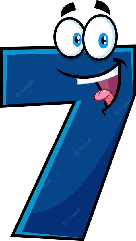 Premium Vector Funny Blue Number Seven 7 Cartoon Character Vector