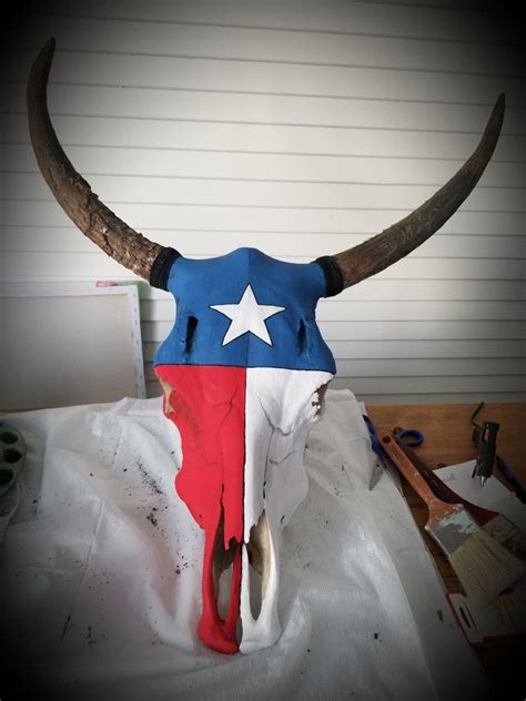 Texas Flag Painted Cow Skull Flag Painting Skull Painting Bull Head