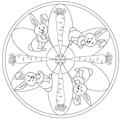 Rabbit and Carrot Mandala for pre-K, kindergarten and elementary school