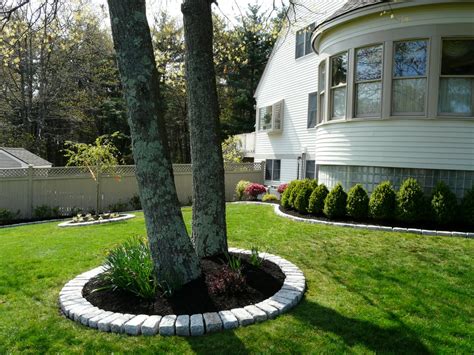 All landscape tree ring can be shipped to you at home. Jumbo Cobblestone border around tree installed by Done ...