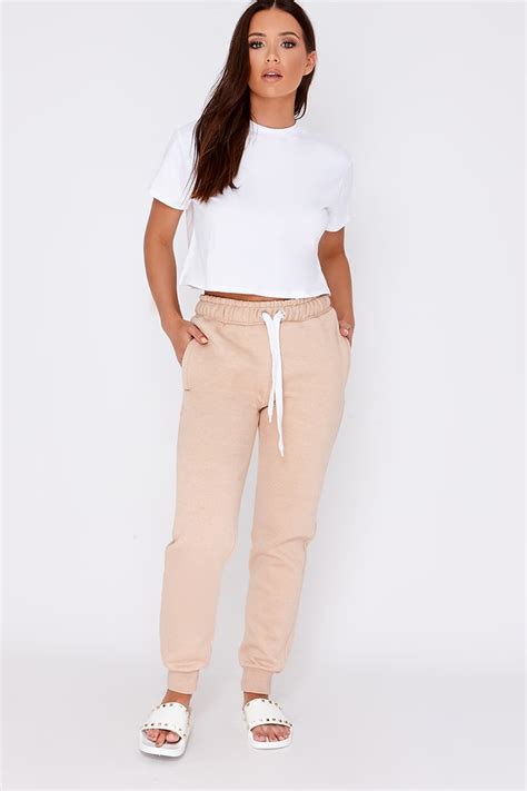 Nude High Waisted Drawstring Joggers In The Style Ireland