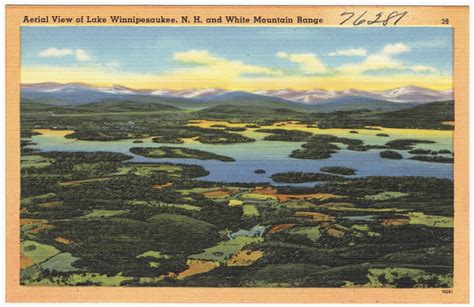 Aerial View Of Lake Winnipesaukee Nh And White Mountain Range
