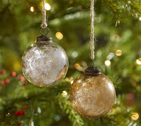 Silver Gold Mercury Glass Ball Ornaments Set Of Pottery Barn