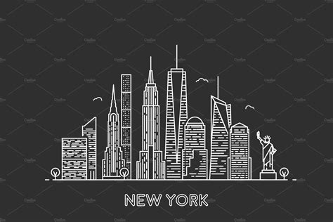 New York Skyline Custom Designed Illustrations ~ Creative Market