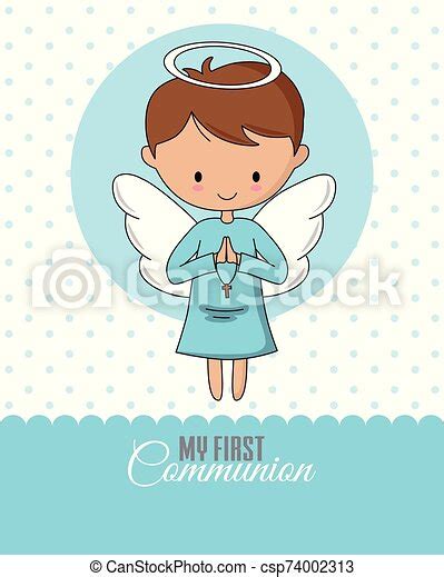 Angel Praying Communion Or Baptism Card Canstock