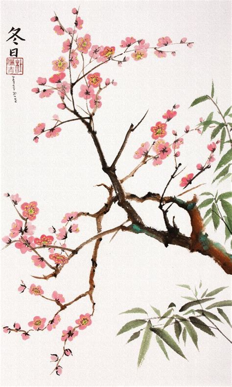 Japanese Art Ink Nature Art Painting Cherry Blossom Art