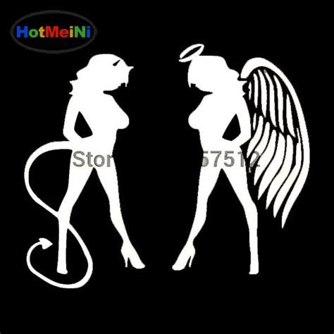 Hotmeini Wholesale 50pcslot Devil Angel Girls Sexy Silhouette Graphic Vinyl Decal For Car Rear