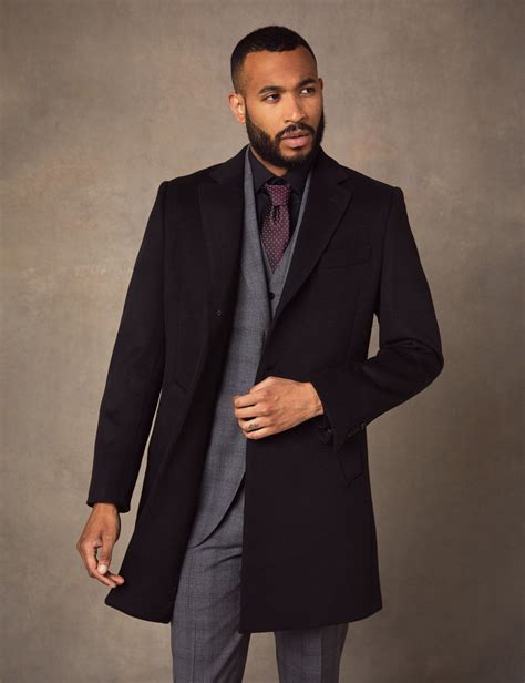 Mens Black Wool Overcoat Hawes And Curtis
