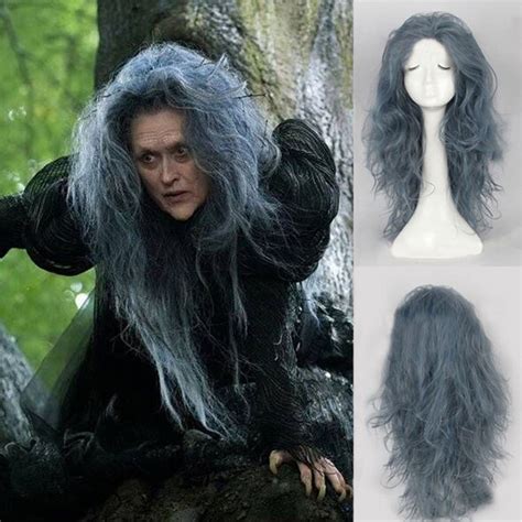 Free Shipping New Movie Into The Woods Long Wavy Grey Witch