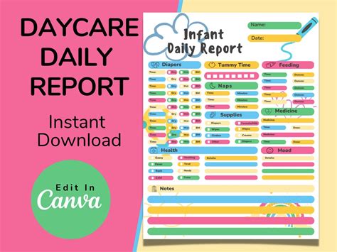 Daycare Template Childcare Printables Canva Template Daycare Etsy