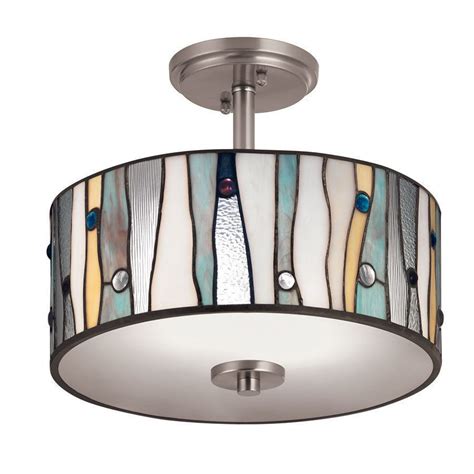Tiffany Style Glass Shade Ceiling Lamp Semi Flush Mount Light Lighting