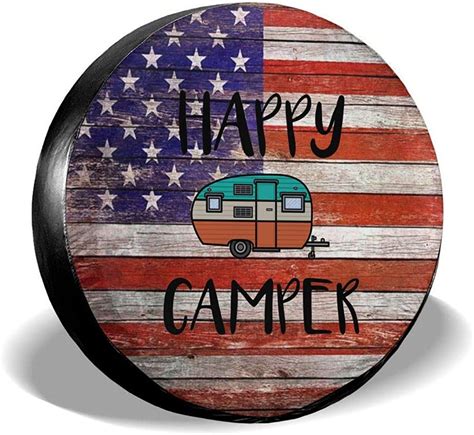 Msguide Happy Camper Spare Tire Cover Protector Universal
