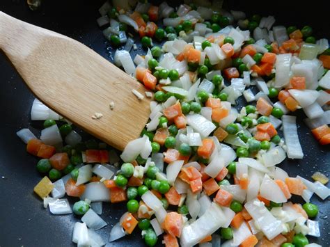 Slide the onion, carrots, and peas to one side of skillet and add in the lightly beaten eggs to the other side. Rachel Schultz: BETTER-THAN-TAKEOUT CHICKEN FRIED RICE ...