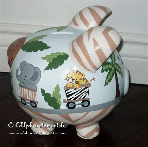 (date, weight, time, and inches) the large piggy bank measures 8 x 7¾ x 6. Custom, hand painted piggy bank to match Safari Express ...