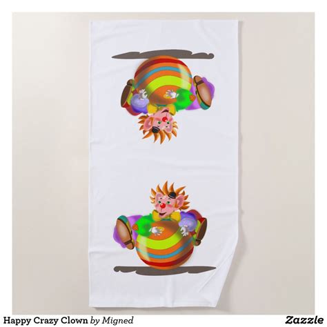 Happy Crazy Clown Beach Towel Zazzle Custom Beach Towels Beach