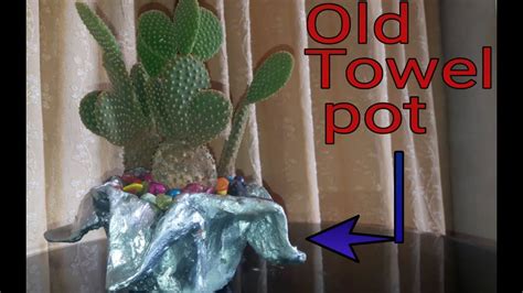 Cement pot | flower pot | How to make flower pot using old towel
