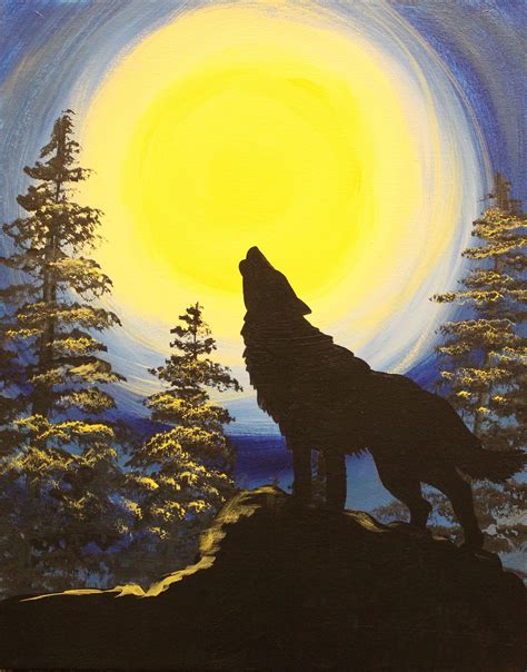 Library Silhouette Painting Art Painting Wolf Painting