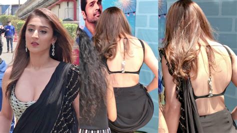 Dhvani Bhanushali Attractively H T In Backless Saree On Indian Idol Radha Song Promotion