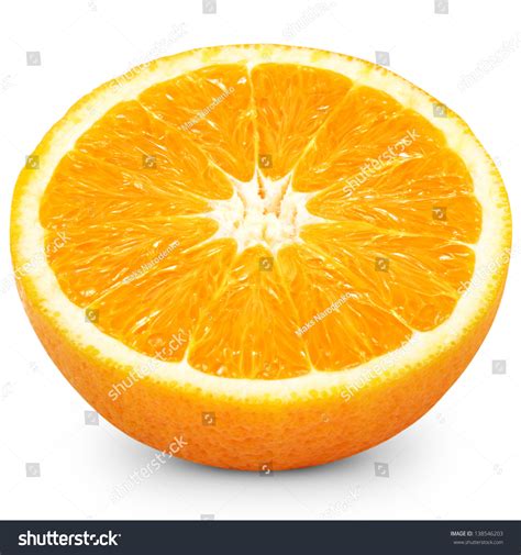 Half Of A Orange Fruit Isolated Over White Background Stock Photo
