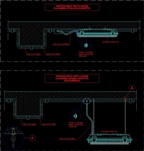Installation Ceiling Light With Visible Pipe Dwg Block For Autocad