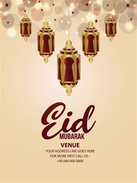 Eid Mubarak Party Poster With Creative Lantern 2406890 Vector Art At