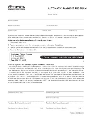 The latest tweets from toyota financial (@toyotafinancial). Fillable Online Automatic Payment Program - Southeast ...