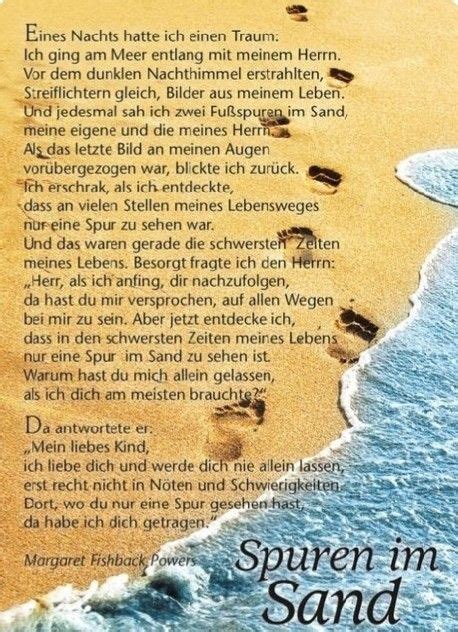 Solltest du den text von spuren im sand kennen, kannst du ihn uns in dem dafür vorgesehenen feld unten schicken. Spuren im Sand | Lebensweisheiten sprüche, Christliche ...