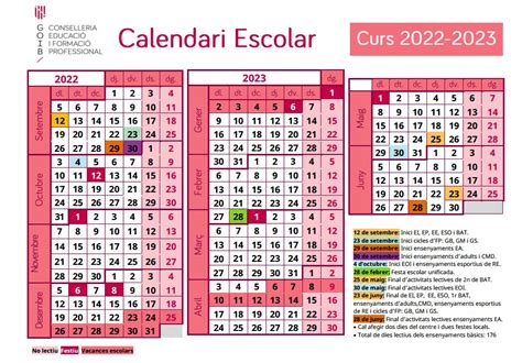 Calendari Escolar 2022 2023 Ceip Gabriel Janer Manila