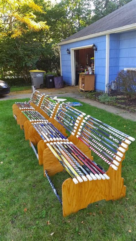 Great prices and discounts on the best ice hockey sticks, gloves, and goalie equipment. Hockey stick bench | Hockey stick crafts, Hockey stick ...
