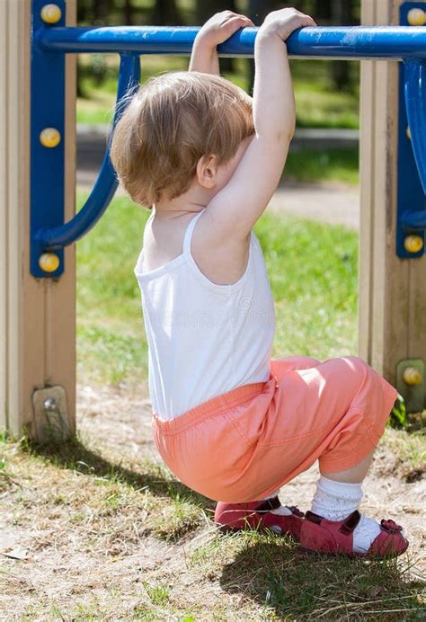 Active Little Child Climbing On A Ladder Stock Image Image Of Healthy