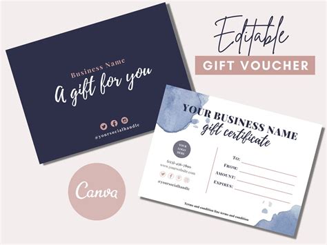Canva Gift Certificate Template Printable Gift Card Template Etsy