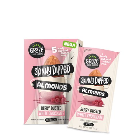 multi pack skinny dipped almonds berry dusted white chocolate 5 x 22g graze