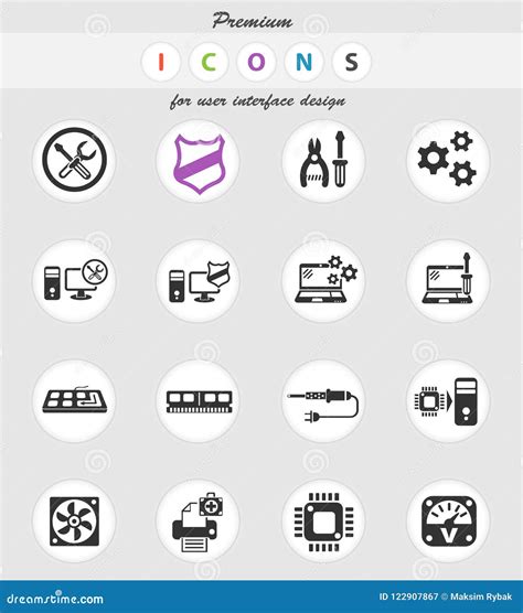 Computer Repair Icon Set Stock Vector Illustration Of Cooler 122907867
