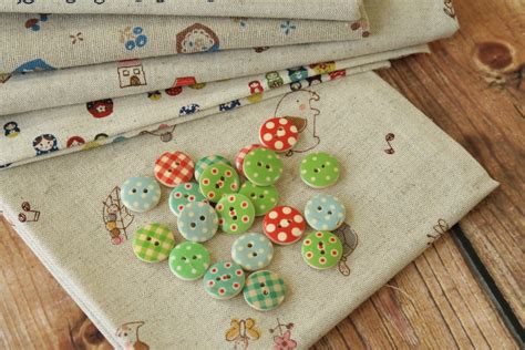 Polka Dots And Plaid Wooden Round Buttons 20pc Set