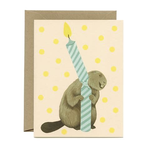 Beaver And Candle Birthday Card Id Bir006 Etsy