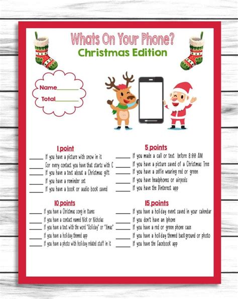 Christmas Game Whats On Your Phone Christmas Party Game Xmas Party