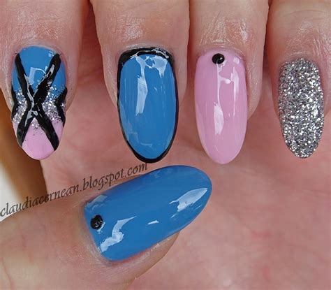 Pink And Blue Nails Nail Art By Claudia Nailpolis Museum Of Nail Art