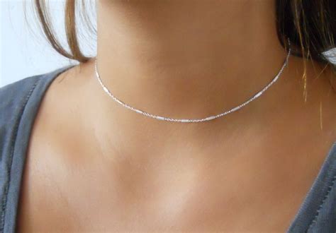 Delicate Silver Choker Sterling Silver Collar Necklace Etsy