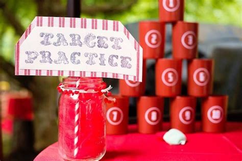 target practice game from a vintage circus birthday party on kara s party ideas