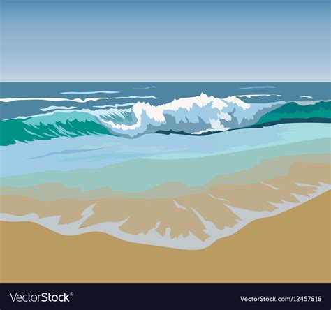 Summer Beach Waves Royalty Free Vector Image Vectorstock