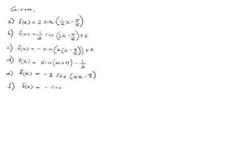 solved consider the following functions a f without graphing them answer questions a