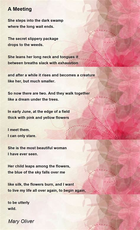 A Meeting A Meeting Poem By Mary Oliver