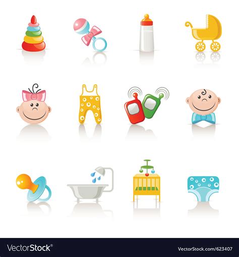 Baby Clothing And Accessories Icons Royalty Free Vector