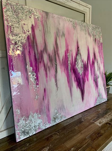 Modern Art Pink Abstract Painting Pink Canvas Art Resin Art Painting
