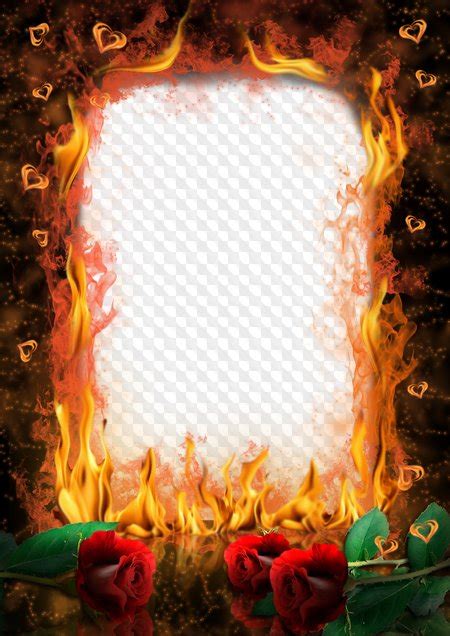120 animated images of burning flames in all manifestations and situations. Photo frame - Fire and roses. Transparent PNG Frame, PSD ...